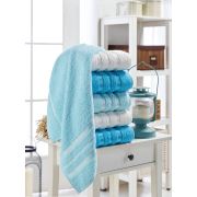 Eponj Home 6'lı Havlu Seti Vorteks 50x85 cm Floş Turkuaz