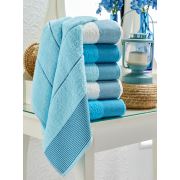 Eponj Home 6'lı Havlu Seti Vorteks 50x85 cm Fitilli Turkuaz