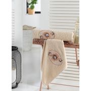 Eponj Home 2'li Banyo Havlu Seti Vorteks 70x140 + 50x90 cm Hareketli Çiçek Cappuccino