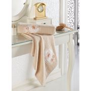 Eponj Home 2'li Banyo Havlu Seti Vorteks 70x140 + 50x90 cm Hareketli Kelebek Cappuccino