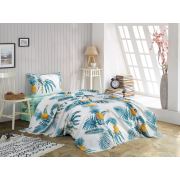 Eponj Home Baskılı Pike Takımı Tek Kişilik Custom Ananas Beyaz