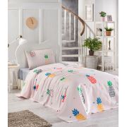 Eponj Home Baskılı Pike Takımı Tek Kişilik Joke Ananas Krem