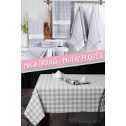 Eponj Home Masa Örtüsü 160x160 cm + 10'lu Mutfak Peçetesi Seti Gri