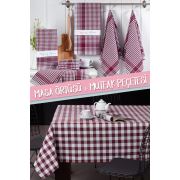 Eponj Home Masa Örtüsü 160x220 cm + 10'lu Mutfak Peçetesi Seti Bordo