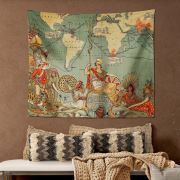 Eponj Home Tapestry Duvar Örtüsü Map Yeşil-Bej 70x90 cm