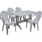 Estelia Plastik (70x120 Sabit Ayaklı Masa + 4 Adet Hürrem Koltuk)