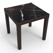 Estelia Rattan Elena 80x80 cm Mermer Desenli Masa - Kahverengi