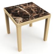 Estelia Rattan Elena 80x80 cm Mermer Desenli Masa - Kapuçino