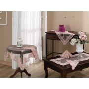 Evlen Home Elit Dantel Salon Takımı 16 Parça (Bl) Pudra | Pınk 1402