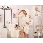 Evlen Home Hadise Bornoz Seti 4 Parça Krem