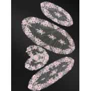 Evlen Home Kraliçe Nakışlı Tül Salon Takımı / (T0803) Pink-Simli