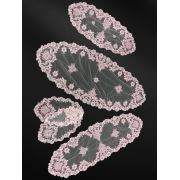 Evlen Home Kraliçe Nakışlı Tül Salon Takımı / (T0800-X) Pink-Simli