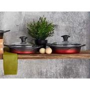Falez Doacast Döküm 20+22 cm Sahan Set Kırmızı DOA3020