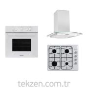Ferre White Coral 3'lü Ankastre Set( B BE3 LM Fırın + B 440 Ocak + B FMİ 600 Davlumbaz )