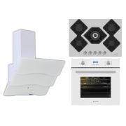 Ferre New White Pruza Ankastre Set (7001 Ankastre Fırın + KA-013 5 Gözü Gazlı Cam Ankastre Ocak + B SPR-600 Cam Davlumbaz)