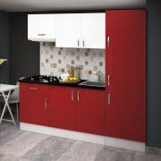 Fly 160 Cm Nantes Beyaz Kırmızı Mutfak Dolabı Highgloss + 60 Cm Kırmızı Highgloss Boy Dolabı 180297