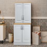 Fly Esta Çamaşır Makinası Membran Kapaklı Safir Meşe Gövdeli Üst Dolaplı Boy Dolap 122002