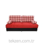 Futon Akçay Üçlü Kanepe (Kırmızı Desenli)