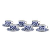 Güral Porselen El Dekoru 6 Kişilik Çay - Nescafe Takımı White Blue