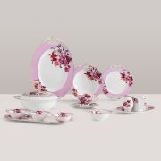 Güral Porselen 88 Parça Oval Prestij Bone Yemek Takımı Pembe Beyaz