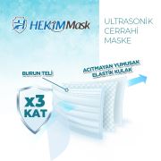 Hekim Mask Genel Cerrahi Maske 3 katlı 50'li X 5 Adet 250 Adet