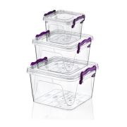 Hobby Life Plastik 3'lü Kare Multi Set (0,55+1,2+2,4 lt) Saklama Kabı 21134