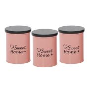 Homex Vakumlu Ahşap Kapaklı 3'lü Saklama Kabı-Pembe