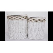 Homex Beyaz Oval İkili Bambu Hasır Sepetler (home2530)