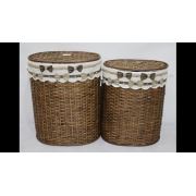 Homex Kahve Oval İkili Bambu Hasır Sepetler (home2533)