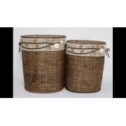 Homex Kahve Oval İkili Bambu Hasır Sepetler (home2536)