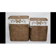 Homex İkili Kahve Bambu Hasır Sepetler (home2539)
