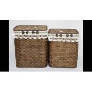 Homex İkili Kahve Bambu Hasır Sepetler (home2545)