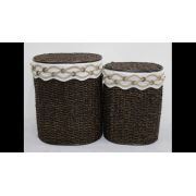 Homex Kahve Oval İkili Bambu Hasır Sepetler (home2548)