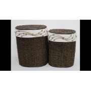 Homex Kahve Oval İkili Bambu Hasır Sepetler (home2551)