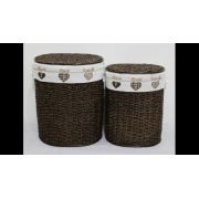Homex Kahve Oval İkili Bambu Hasır Sepetler (home2554)