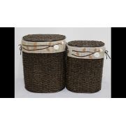 Homex Kahve Oval İkili Bambu Hasır Sepetler (home2557)