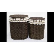 Homex Kahve Oval İkili Bambu Hasır Sepetler (home2560)