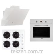 ICF Negro Smart White Lux 3lü Ankastre Set (6220 Fırın+7035Davlumbaz+2911 Ocak) bz11