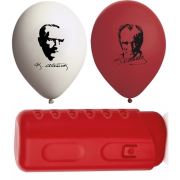 Kaktüskedi 24 Adet Atatürk Baskı Balon Saklama Kutu Hediyeli 712959