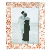 Kancaev Sedef Beyaz Üzeri Kahverengi Gül Model Fotoğraf Çerçevesi 31x25,5 cm