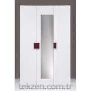 Kenyap Plus 814748 Stella AYNALI Askılıklı&Raflı Üç Kapılı Sonsuz Gardırop-Parlak Beyaz