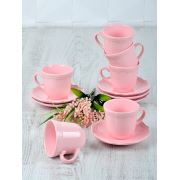 Keramika 6 Kişilik 12 Parça Romeo Nescafe / Çay Takımı Açık Pembe