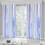 Kozzy Home RFE433 Saten Baskılı Tek Kanat Fon Perde - Mavi 135x270 cm