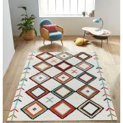 Kozzy Home Yıkanabilir Kaymaz Taban Halı Beyaz-KIRMIZI RFE6789 80x150 cm