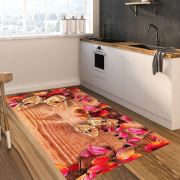 Kozzy Home Dijital Baskılı Yıkanabilir Kaymaz Taban Mutfak Halısı Kahverengi RFE6905 80x150 cm