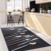 Kozzy Home Dijital Baskılı Yıkanabilir Kaymaz Taban Mutfak Halısı Siyah Beyaz RFE6911 80x150 cm
