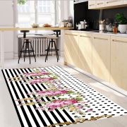 Kozzy Home Dijital Baskılı Yıkanabilir Kaymaz Taban Mutfak Halısı Siyah Beyaz RFE6921 80x150 cm