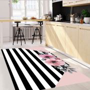 Kozzy Home Dijital Baskılı Yıkanabilir Kaymaz Taban Mutfak Halısı Siyah Beyaz RFE6923 80x150 cm