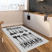 Kozzy Home Dijital Baskılı Yıkanabilir Kaymaz Taban Mutfak Halısı Siyah Beyaz RFE6924 80x150 cm