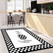 Kozzy Home Dijital Baskılı Yıkanabilir Kaymaz Taban Mutfak Halısı Siyah Beyaz RFE6925 80x150 cm